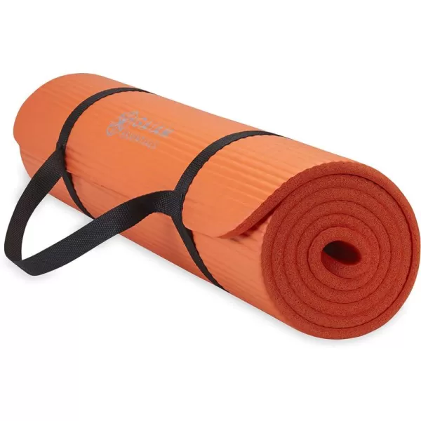 Gaiam Essentials Thick Yoga Mat Fitness &amp; Exercise Mat with Easy-Cinch Yoga Mat Carrier Strap, 72"L x 24"W x 2/5 Inch Thick