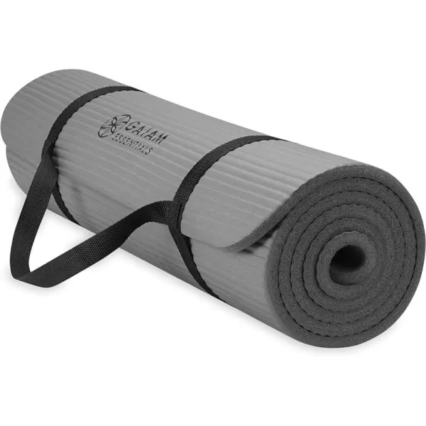 Gaiam Essentials Thick Yoga Mat Fitness &amp; Exercise Mat with Easy-Cinch Yoga Mat Carrier Strap, 72"L x 24"W x 2/5 Inch Thick