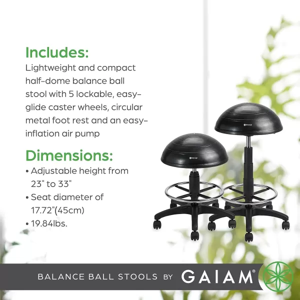 Gaiam Balance Ball Chair Stool, Half-Dome Stability Ball Adjustable Tall Office