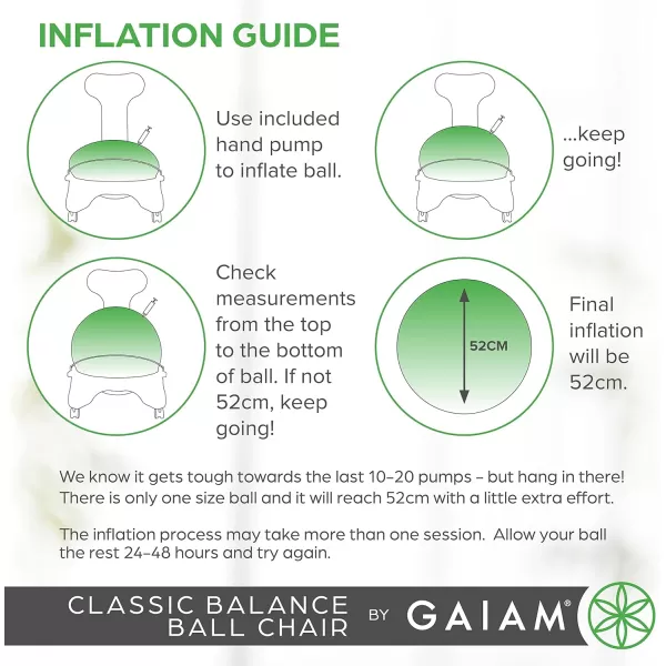 Gaiam Classic Balance Ball Chair – Exercise Stability Yoga Ball Premium Ergonomic Chair for Home and Office Desk with Air Pump, Exercise Guide and Satisfaction Guarantee