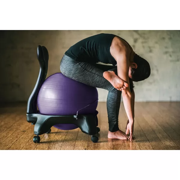 Gaiam Classic Balance Ball Chair – Exercise Stability Yoga Ball Premium Ergonomic Chair for Home and Office Desk with Air Pump, Exercise Guide and Satisfaction Guarantee