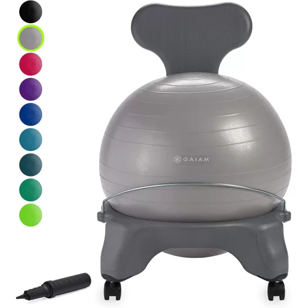 Gaiam Classic Balance Ball Chair – Exercise Stability Yoga Ball Premium Ergonomic Chair for Home and Office Desk with Air Pump, Exercise Guide and Satisfaction Guarantee