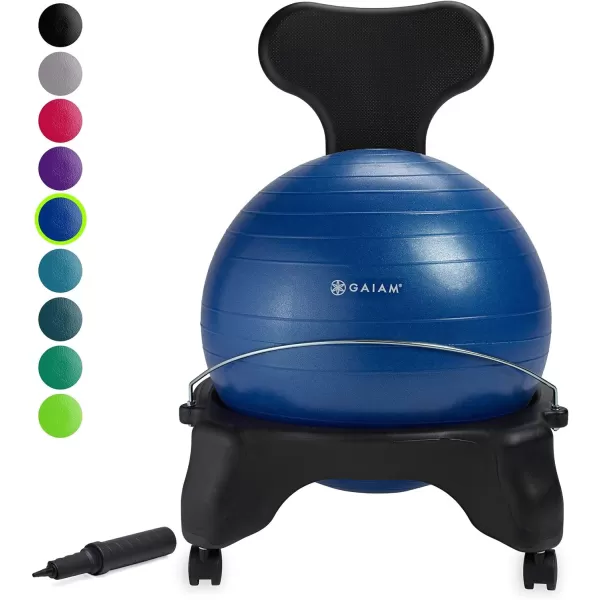 Gaiam Classic Balance Ball Chair – Exercise Stability Yoga Ball Premium Ergonomic Chair for Home and Office Desk with Air Pump, Exercise Guide and Satisfaction Guarantee