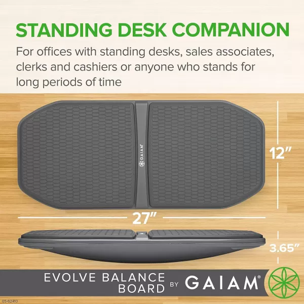 Gaiam Evolve Balance Board Standing Desk, Anti Fatigue Wobble Board for Home Office, Physical Therapy, Exercise Equipment, Stability Rocker for Constant Movement, Increase Focus, Floor Mat Alternative