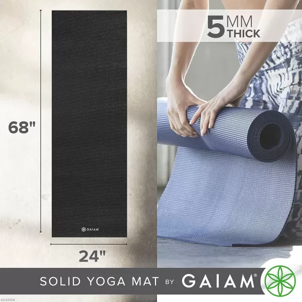 Gaiam Yoga Mat - Premium 5mm Solid Thick Non Slip Exercise &amp; Fitness Mat for All Types of Yoga, Pilates &amp; Floor Workouts 