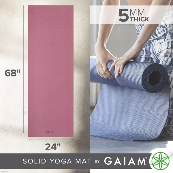 Gaiam Yoga Mat - Premium 5mm Solid Thick Non Slip Exercise &amp; Fitness Mat for All Types of Yoga, Pilates &amp; Floor Workouts 