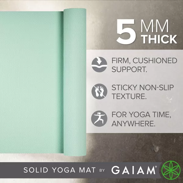 Gaiam Yoga Mat - Premium 5mm Solid Thick Non Slip Exercise &amp; Fitness Mat for All Types of Yoga, Pilates &amp; Floor Workouts 