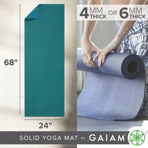 Gaiam Yoga Mat - Premium 5mm Solid Thick Non Slip Exercise &amp; Fitness Mat for All Types of Yoga, Pilates &amp; Floor Workouts 