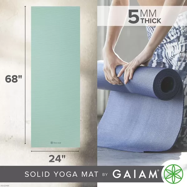 Gaiam Yoga Mat - Premium 5mm Solid Thick Non Slip Exercise &amp; Fitness Mat for All Types of Yoga, Pilates &amp; Floor Workouts 