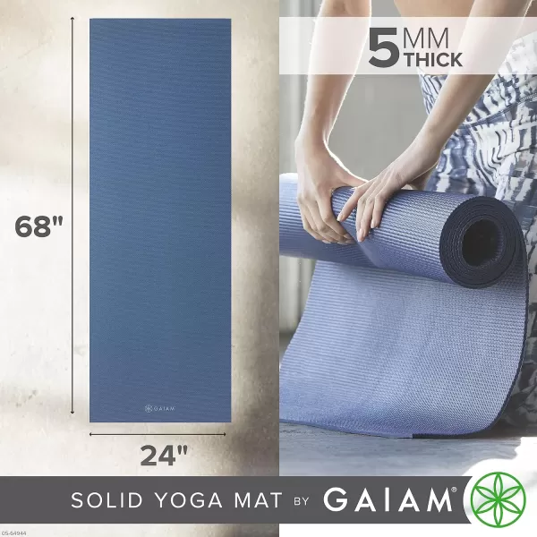 Gaiam Yoga Mat - Premium 5mm Solid Thick Non Slip Exercise &amp; Fitness Mat for All Types of Yoga, Pilates &amp; Floor Workouts 