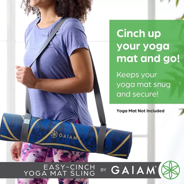 Gaiam Easy-Cinch Yoga Mat Sling - Durable Carrying Strap for Yoga Mat with Metal D-Rings for Secure Fit 