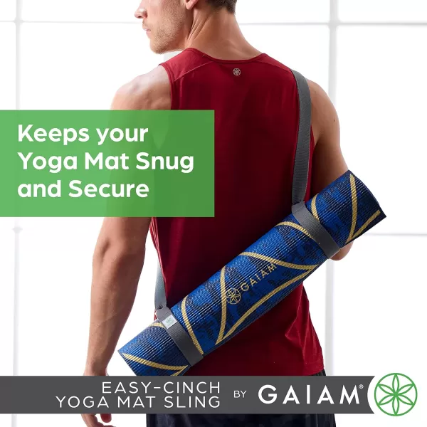 Gaiam Easy-Cinch Yoga Mat Sling - Durable Carrying Strap for Yoga Mat with Metal D-Rings for Secure Fit 