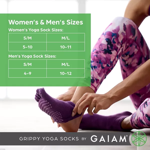 Gaiam Grippy Yoga Socks for Women &amp; Men – Full Toe Non Slip Sticky Grip Accessories for Yoga, Barre, Pilates, Dance, Ballet)