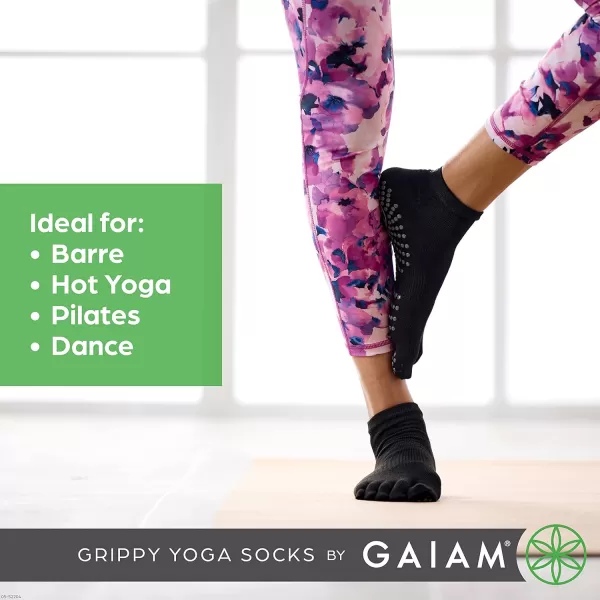 Gaiam Grippy Yoga Socks for Women &amp; Men – Full Toe Non Slip Sticky Grip Accessories for Yoga, Barre, Pilates, Dance, Ballet)