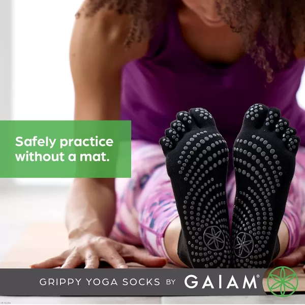 Gaiam Grippy Yoga Socks for Women &amp; Men – Full Toe Non Slip Sticky Grip Accessories for Yoga, Barre, Pilates, Dance, Ballet)