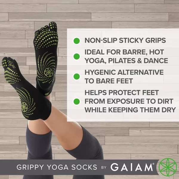 Gaiam Grippy Yoga Socks for Women &amp; Men – Full Toe Non Slip Sticky Grip Accessories for Yoga, Barre, Pilates, Dance, Ballet)