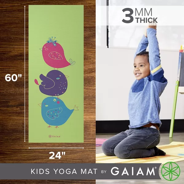 Gaiam Kids Yoga Mat Exercise Mat, Yoga for Kids with Fun Prints - Playtime for Babies, Active &amp; Calm Toddlers and Young Children 