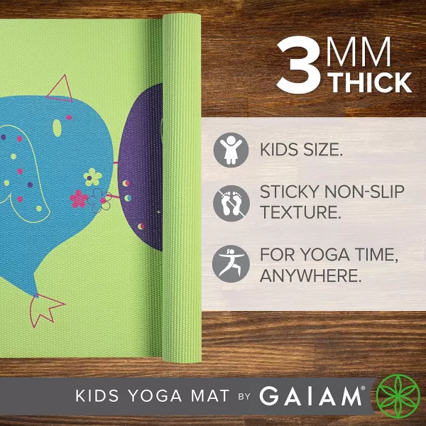 Gaiam Kids Yoga Mat Exercise Mat, Yoga for Kids with Fun Prints - Playtime for Babies, Active &amp; Calm Toddlers and Young Children 