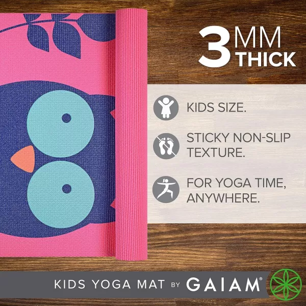 Gaiam Kids Yoga Mat Exercise Mat, Yoga for Kids with Fun Prints - Playtime for Babies, Active &amp; Calm Toddlers and Young Children 