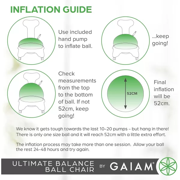 Gaiam Ultimate Balance Ball Chair  - Premium Exercise Stability Yoga Ball Ergonomic Chair for Home and Office Desk - 52cm Anti-Burst Ball, Air Pump, Exercise Guide)