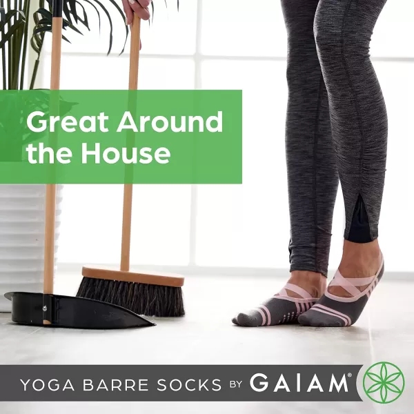 Gaiam Yoga Barre Socks - Non Slip Sticky Toe Grip Accessories for Women &amp; Men