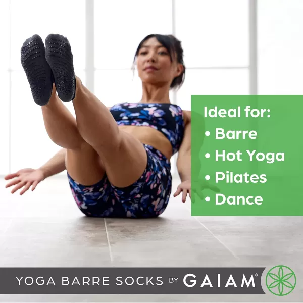 Gaiam Yoga Barre Socks - Non Slip Sticky Toe Grip Accessories for Women &amp; Men)