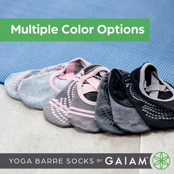 Gaiam Yoga Barre Socks - Non Slip Sticky Toe Grip Accessories for Women &amp; Men