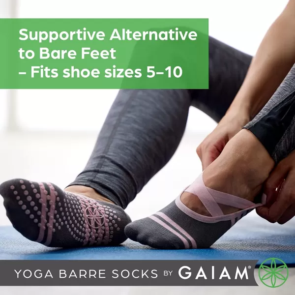 Gaiam Yoga Barre Socks - Non Slip Sticky Toe Grip Accessories for Women &amp; Men)