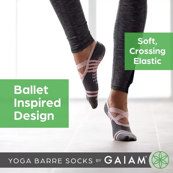 Gaiam Yoga Barre Socks - Non Slip Sticky Toe Grip Accessories for Women &amp; Men