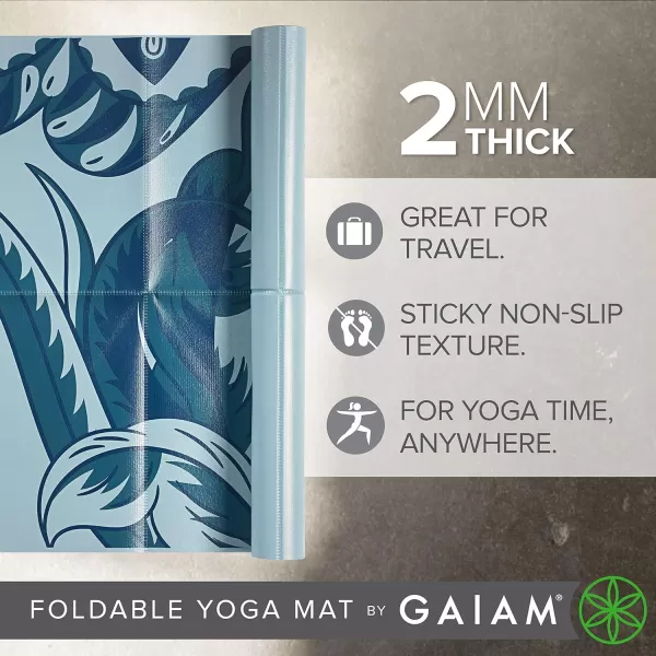 Gaiam Yoga Mat - Folding Travel Fitness &amp; Exercise Mat - Foldable Yoga Mat for All Types of Yoga, Pilates &amp; Floor Workouts 