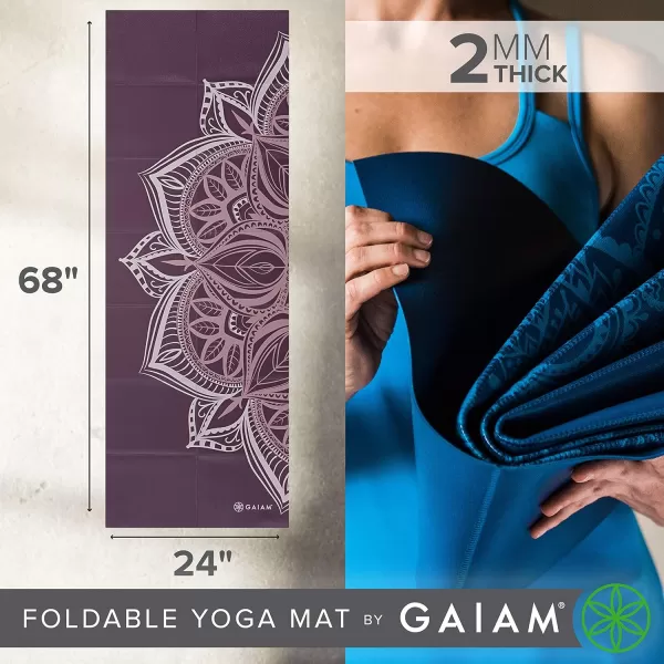 Gaiam Yoga Mat - Folding Travel Fitness &amp; Exercise Mat - Foldable Yoga Mat for All Types of Yoga, Pilates &amp; Floor Workouts 