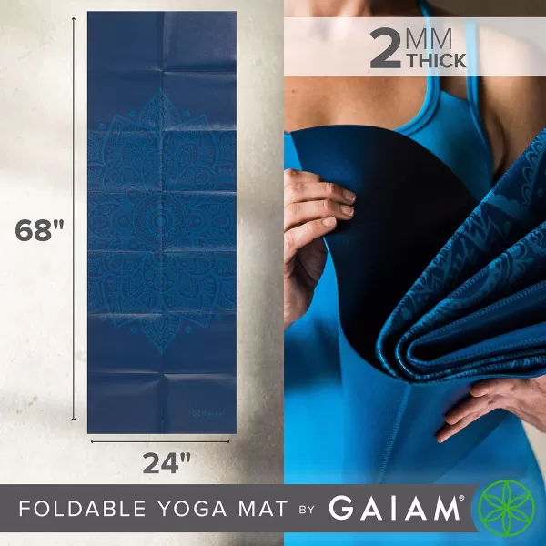 Gaiam Yoga Mat - Folding Travel Fitness &amp; Exercise Mat - Foldable Yoga Mat for All Types of Yoga, Pilates &amp; Floor Workouts 