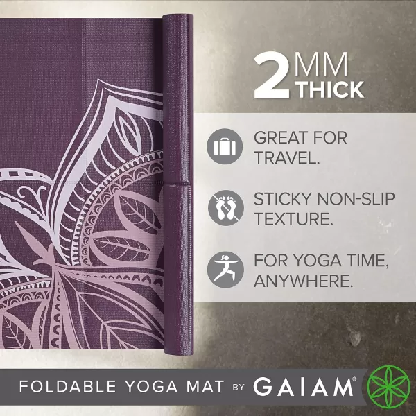 Gaiam Yoga Mat - Folding Travel Fitness &amp; Exercise Mat - Foldable Yoga Mat for All Types of Yoga, Pilates &amp; Floor Workouts 