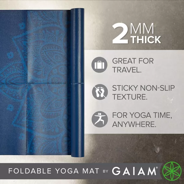 Gaiam Yoga Mat - Folding Travel Fitness &amp; Exercise Mat - Foldable Yoga Mat for All Types of Yoga, Pilates &amp; Floor Workouts 