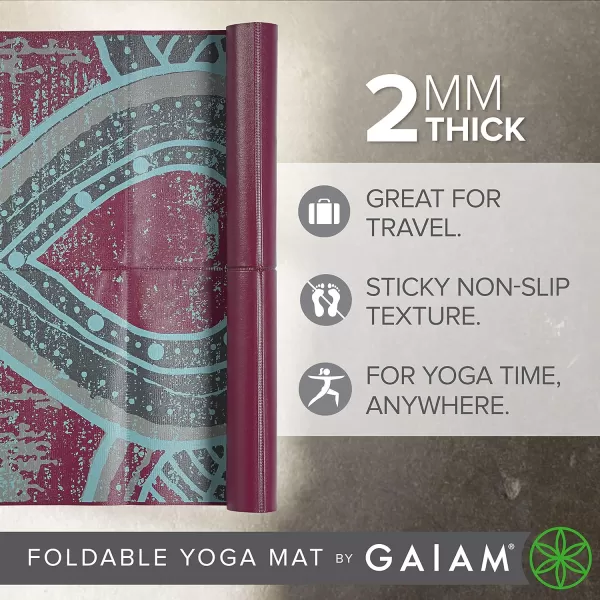 Gaiam Yoga Mat - Folding Travel Fitness &amp; Exercise Mat - Foldable Yoga Mat for All Types of Yoga, Pilates &amp; Floor Workouts 