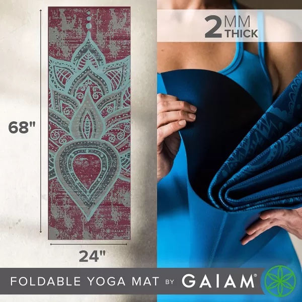 Gaiam Yoga Mat - Folding Travel Fitness &amp; Exercise Mat - Foldable Yoga Mat for All Types of Yoga, Pilates &amp; Floor Workouts 