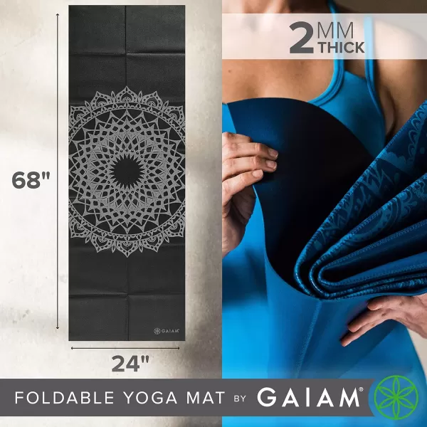 Gaiam Yoga Mat - Folding Travel Fitness &amp; Exercise Mat - Foldable Yoga Mat for All Types of Yoga, Pilates &amp; Floor Workouts 