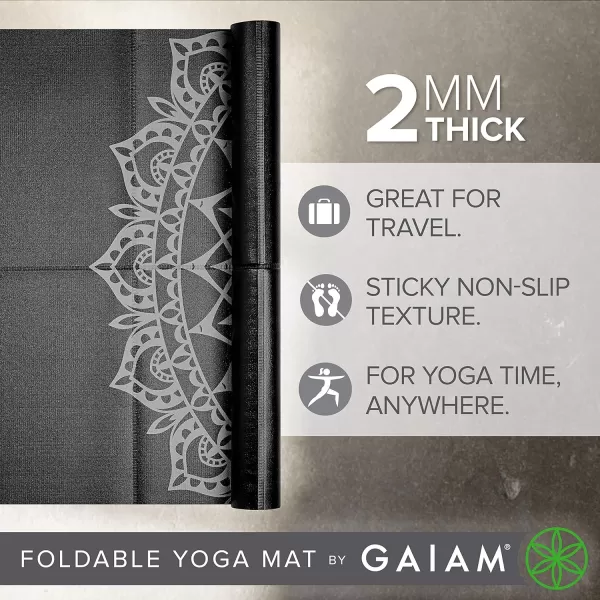 Gaiam Yoga Mat - Folding Travel Fitness &amp; Exercise Mat - Foldable Yoga Mat for All Types of Yoga, Pilates &amp; Floor Workouts 