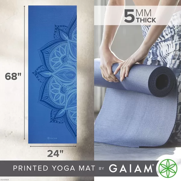 Gaiam Yoga Mat - Premium 5mm Print Thick Non Slip Exercise &amp; Fitness Mat for All Types of Yoga, Pilates &amp; Floor Workouts 