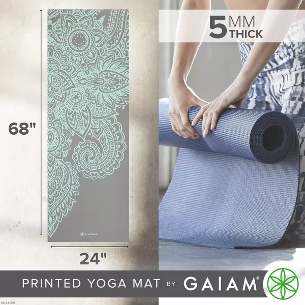 Gaiam Yoga Mat - Premium 5mm Print Thick Non Slip Exercise &amp; Fitness Mat for All Types of Yoga, Pilates &amp; Floor Workouts 