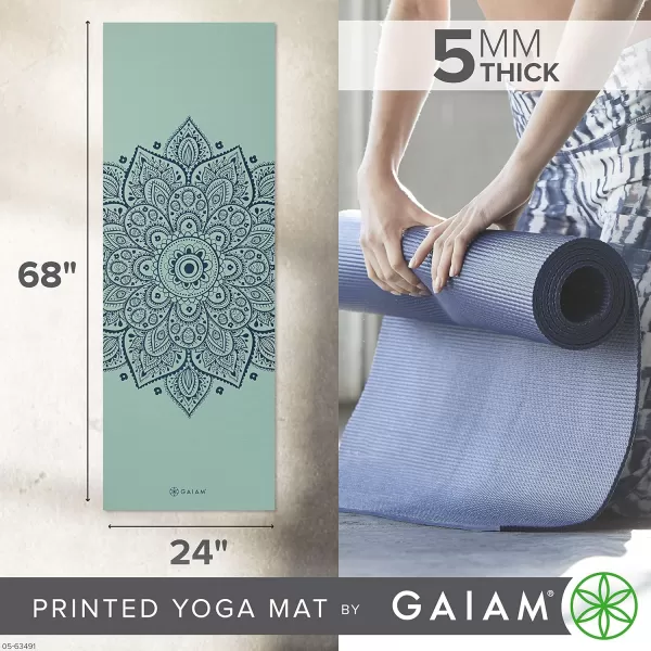 Gaiam Yoga Mat - Premium 5mm Print Thick Non Slip Exercise &amp; Fitness Mat for All Types of Yoga, Pilates &amp; Floor Workouts 