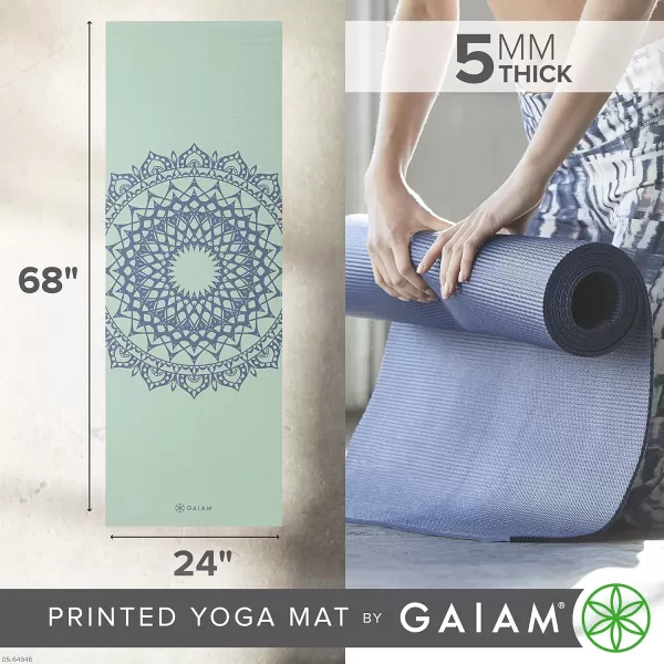 Gaiam Yoga Mat - Premium 5mm Print Thick Non Slip Exercise &amp; Fitness Mat for All Types of Yoga, Pilates &amp; Floor Workouts 