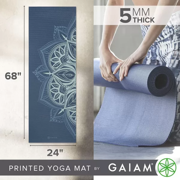 Gaiam Yoga Mat - Premium 5mm Print Thick Non Slip Exercise &amp; Fitness Mat for All Types of Yoga, Pilates &amp; Floor Workouts 