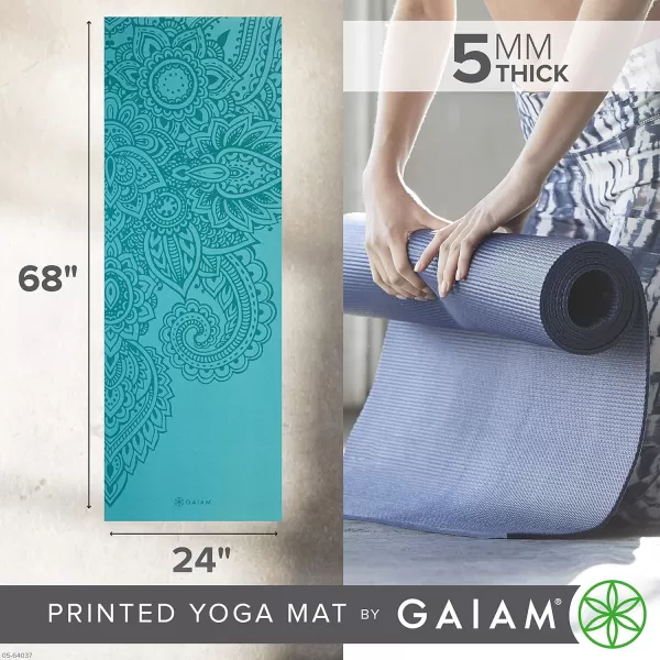 Gaiam Yoga Mat - Premium 5mm Print Thick Non Slip Exercise &amp; Fitness Mat for All Types of Yoga, Pilates &amp; Floor Workouts 