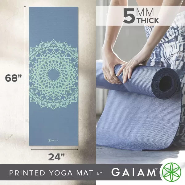 Gaiam Yoga Mat - Premium 5mm Print Thick Non Slip Exercise &amp; Fitness Mat for All Types of Yoga, Pilates &amp; Floor Workouts 