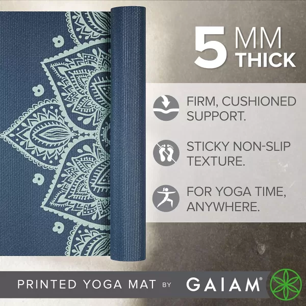 Gaiam Yoga Mat - Premium 5mm Print Thick Non Slip Exercise &amp; Fitness Mat for All Types of Yoga, Pilates &amp; Floor Workouts 