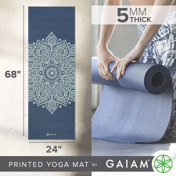 Gaiam Yoga Mat - Premium 5mm Print Thick Non Slip Exercise &amp; Fitness Mat for All Types of Yoga, Pilates &amp; Floor Workouts 