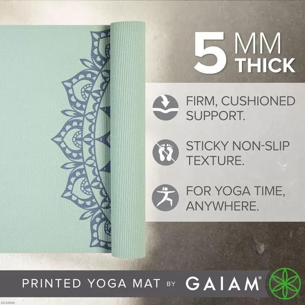 Gaiam Yoga Mat - Premium 5mm Print Thick Non Slip Exercise &amp; Fitness Mat for All Types of Yoga, Pilates &amp; Floor Workouts 