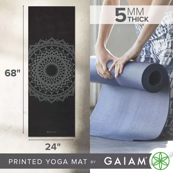 Gaiam Yoga Mat - Premium 5mm Print Thick Non Slip Exercise &amp; Fitness Mat for All Types of Yoga, Pilates &amp; Floor Workouts 