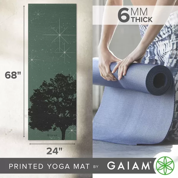 Gaiam Yoga Mat - Premium 6mm Print Extra Thick Non Slip Exercise &amp; Fitness Mat for All Types of Yoga, Pilates &amp; Floor Workouts 